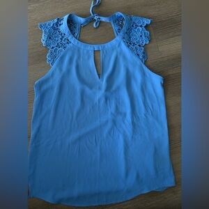 Blue Lace Detail Women's Top